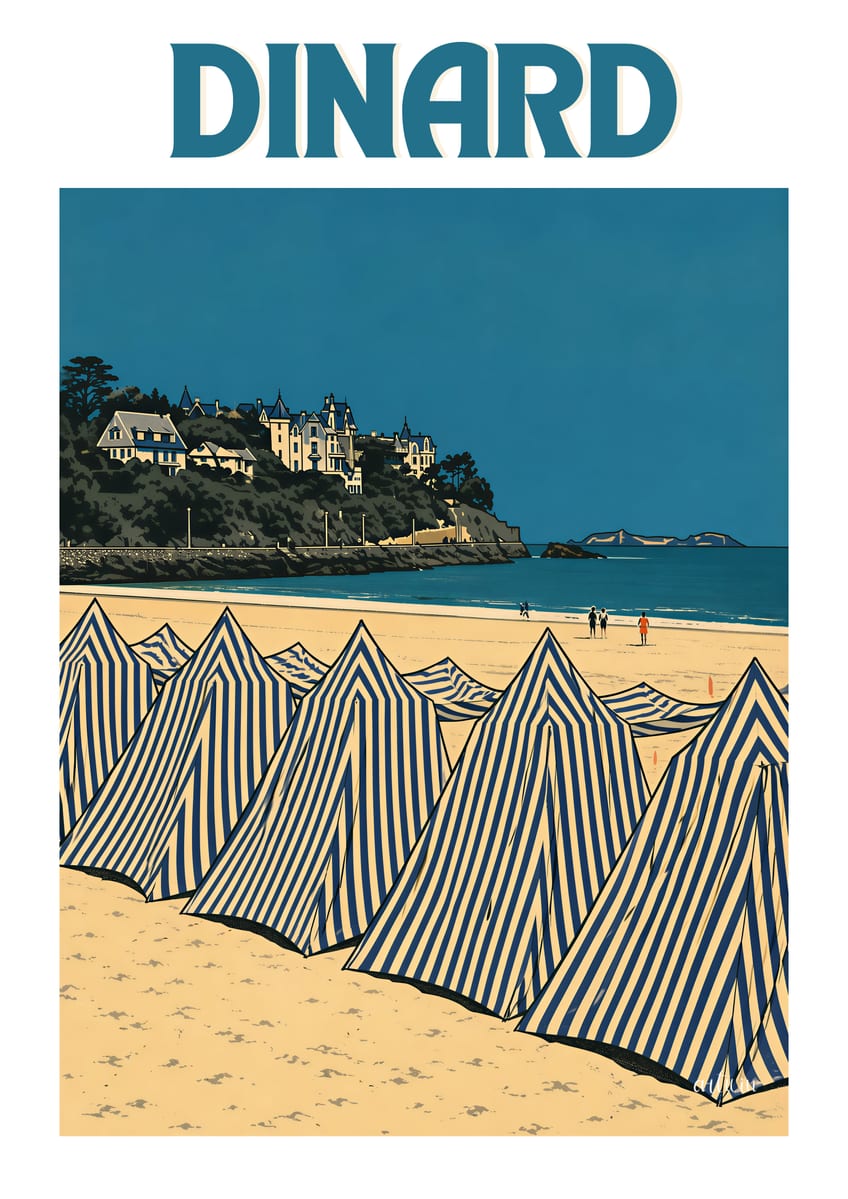 Affiche de Dinard — les tentes rayées de la plage de l’Écluse, en six teintes