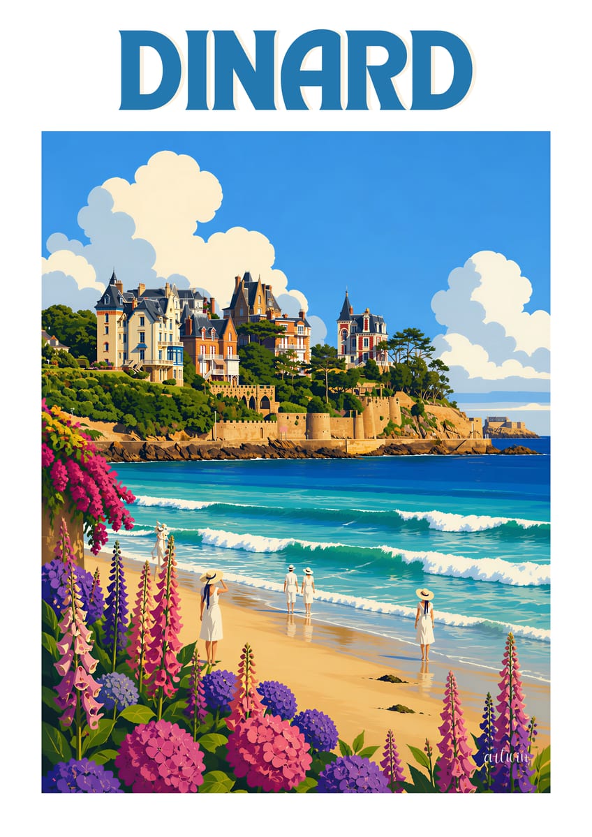 Affiche de Dinard — le moulinet et la plage, en six teintes